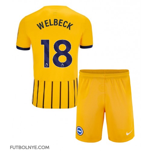 Camiseta Brighton Danny Welbeck #18 Visitante Equipación para niños 2024-25 manga corta (+ pantalones cortos)